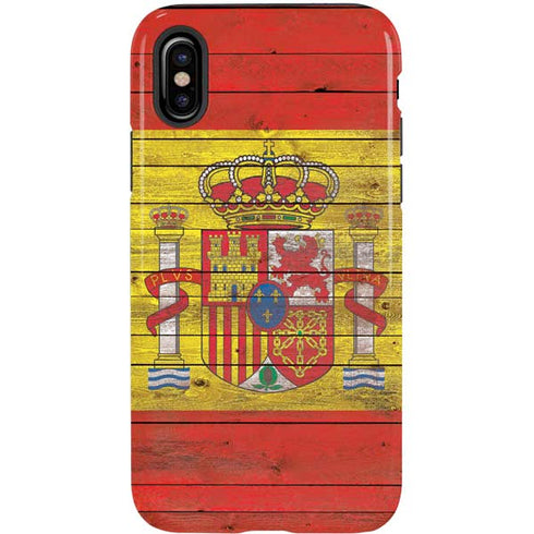 Spain Flag Dark Wood iPhone XS Pro Case